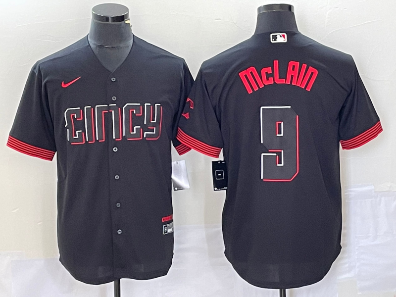 Men’s Cincinnati Reds Matt McLain #9 Black 2023 City Connect Jersey