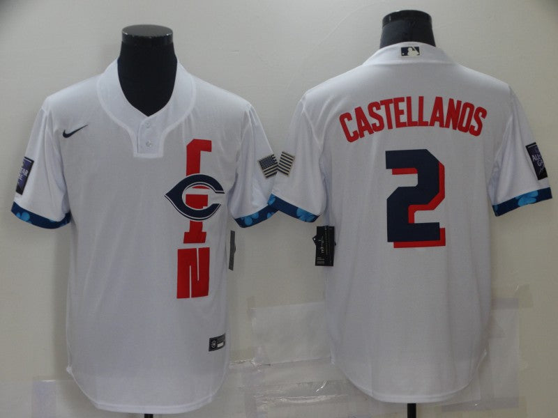 Men’s Cincinnati Reds Nicholas Castellanos #2 White Baseball Jersey