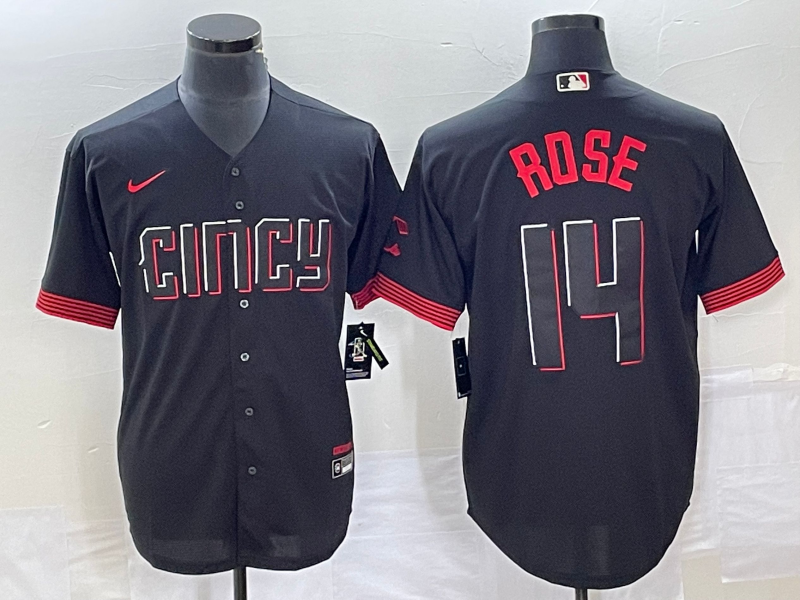 Men’s Cincinnati Reds Pete Rose #14 Black 2023 City Connect Jersey