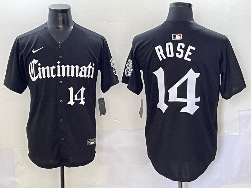 Men’s Cincinnati Reds Pete Rose #14 Black Jersey