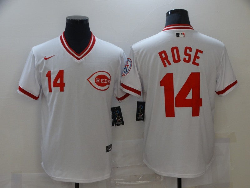 Men’s Cincinnati Reds Pete Rose #14 White Stitched Jersey