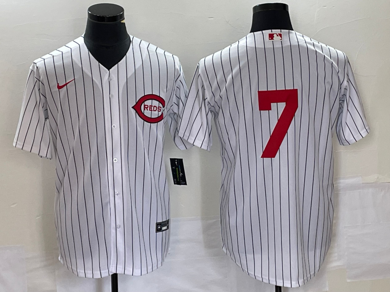 Men’s Cincinnati Reds Spencer Steer #7 White 2022 MLB at Field of Dreams Authentic Jersey