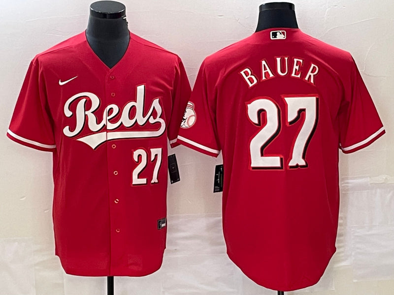Men’s Cincinnati Reds Trevor Bauer #27 Red Baseball Jersey