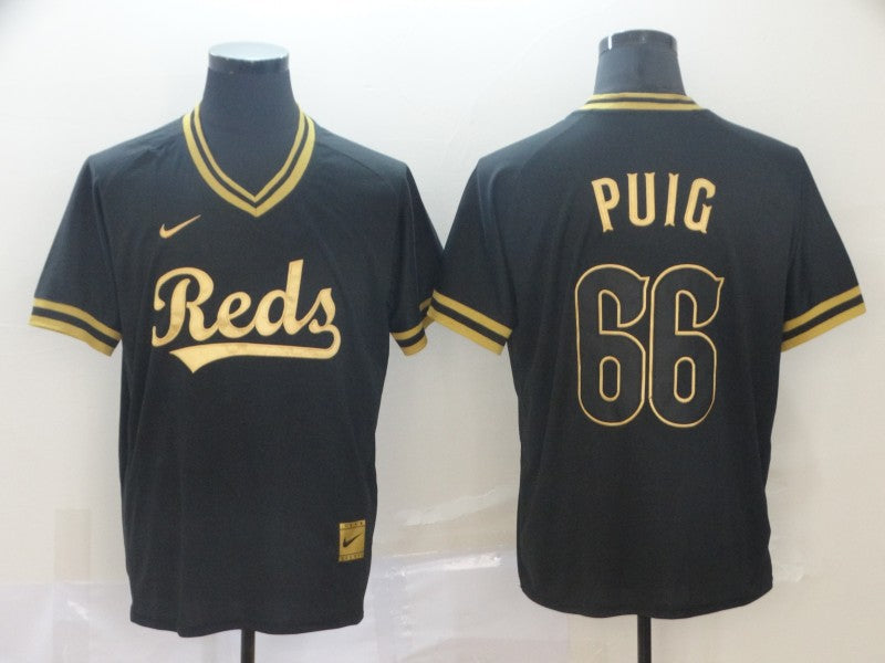 Men’s Cincinnati Reds Yasiel Puig #66 Black Baseball Jersey