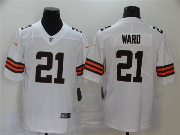 Men’s Cleveland Browns #21 Denzel Ward Nike White Vapor Limited Jersey