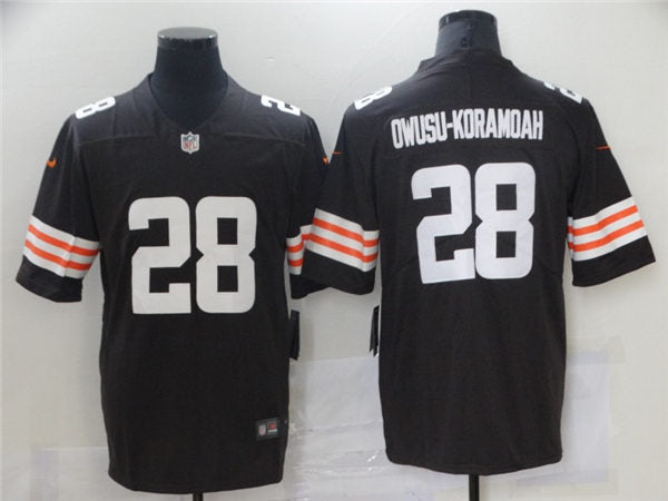 Men’s Cleveland Browns #28 Jeremiah Owusu-Koramoah Nike Brown Vapor Limited Jersey