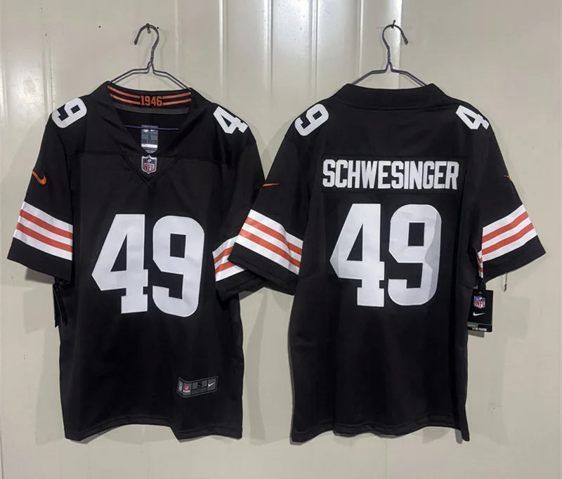 Mens Cleveland Browns #49 Carson Schwesinger Nike Brown Home Vapor F.U.S.E. Limited Jersey