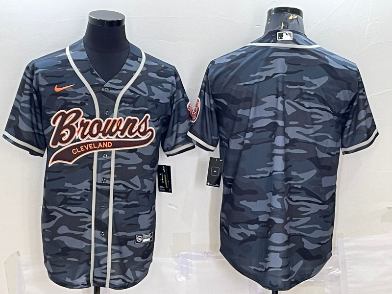 Men’s Cleveland Browns Grey Camouflage Blank Jersey