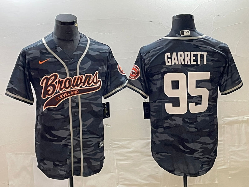 Men’s Cleveland Browns Myles Garrett #95 Grey Camouflage Jersey Joint Edition