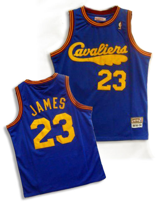 Men’s Cleveland Cavaliers #23 LeBron James Blue Broadsword Throwback Jersey