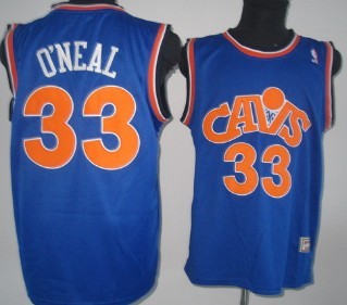 Men’s Cleveland Cavaliers #33 Shaquille O’Neal Blue CAVS Swingman Throwback Jersey