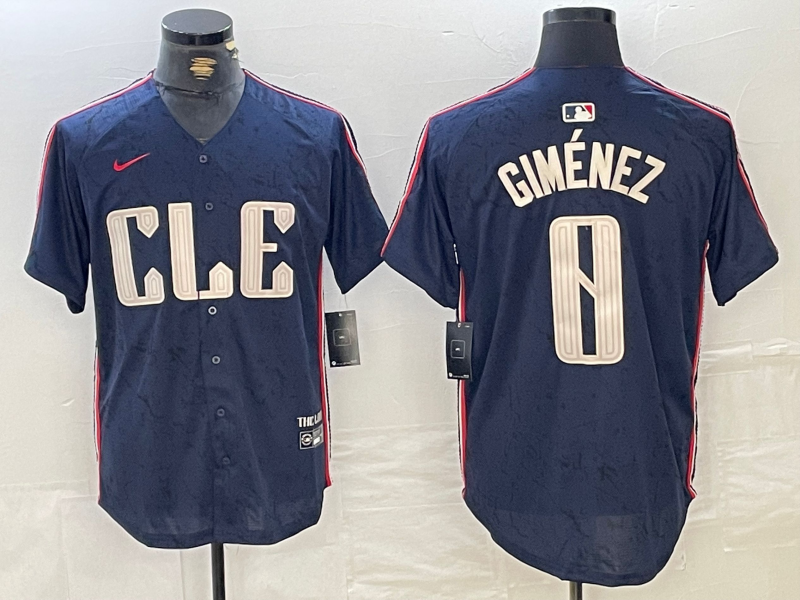 Men’s Cleveland Guardians Andres Gimenez #0 Navy 2024 City Connect Limited Jersey