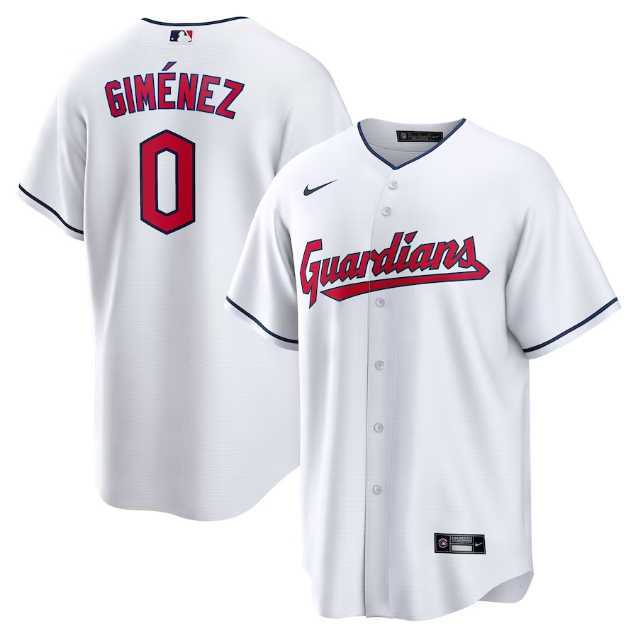 Men’s Cleveland Guardians Andres Gimenez #0 White Home Jersey