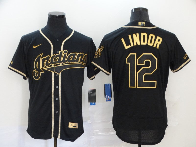 Men's Cleveland Guardians Francisco Lindor #12 Black J