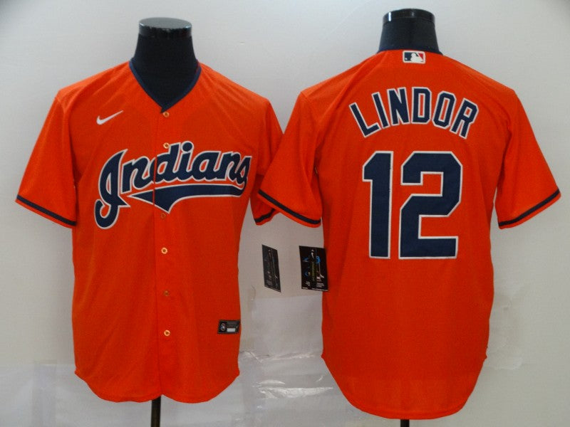 Men's Cleveland Guardians Francisco Lindor #12 Orange Basebal