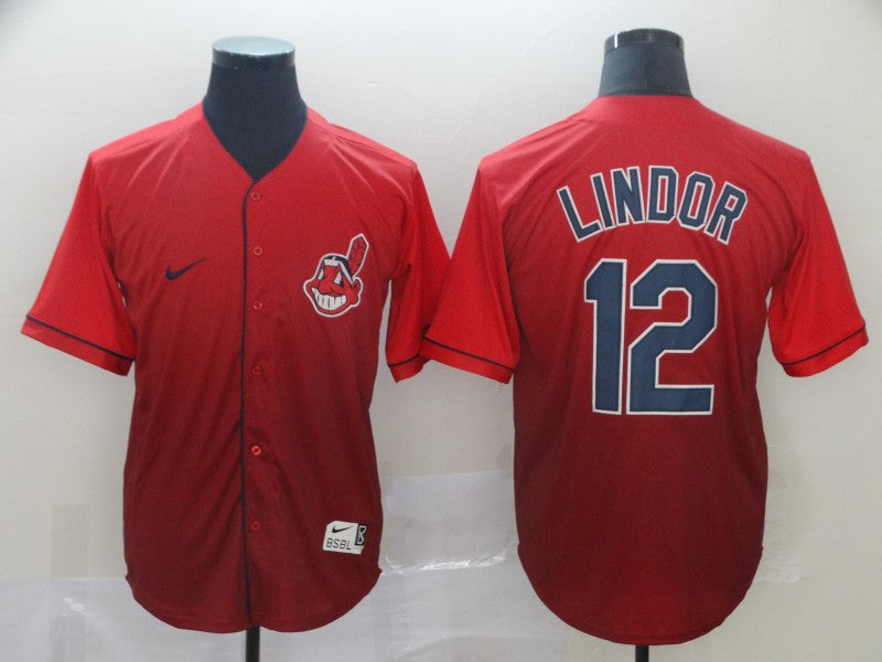 Men's Cleveland Guardians Francisco Lindor #12 Red Gradient J