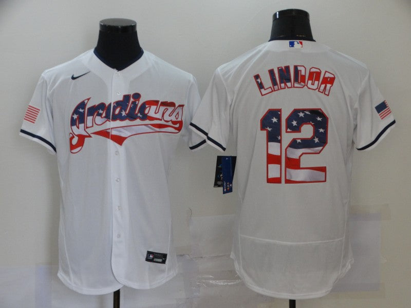 Men’s Cleveland Guardians Francisco Lindor #12 White Authentic Baseball Jersey
