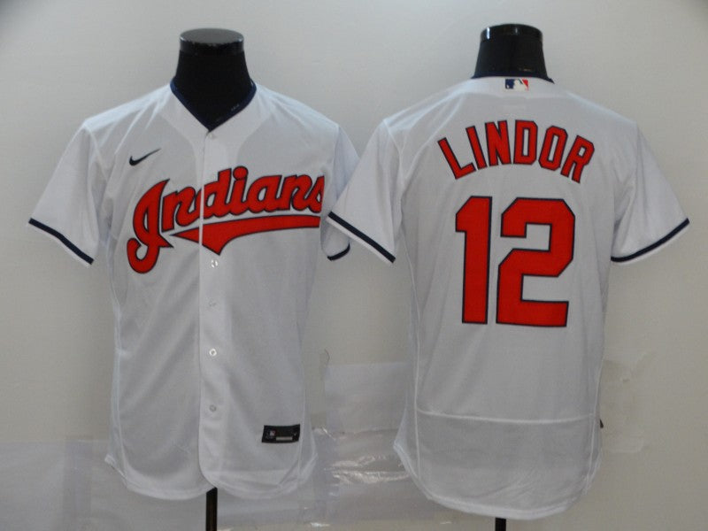 Men's Cleveland Guardians Francisco Lindor #12 White Baseball
