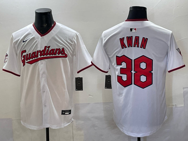 Men’s Cleveland Guardians Steven Kwan #38 White Home Jersey
