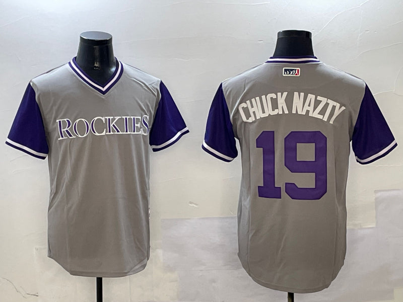 Men’s Colorado Rockies Charlie Blackmon #19 Gray Jersey