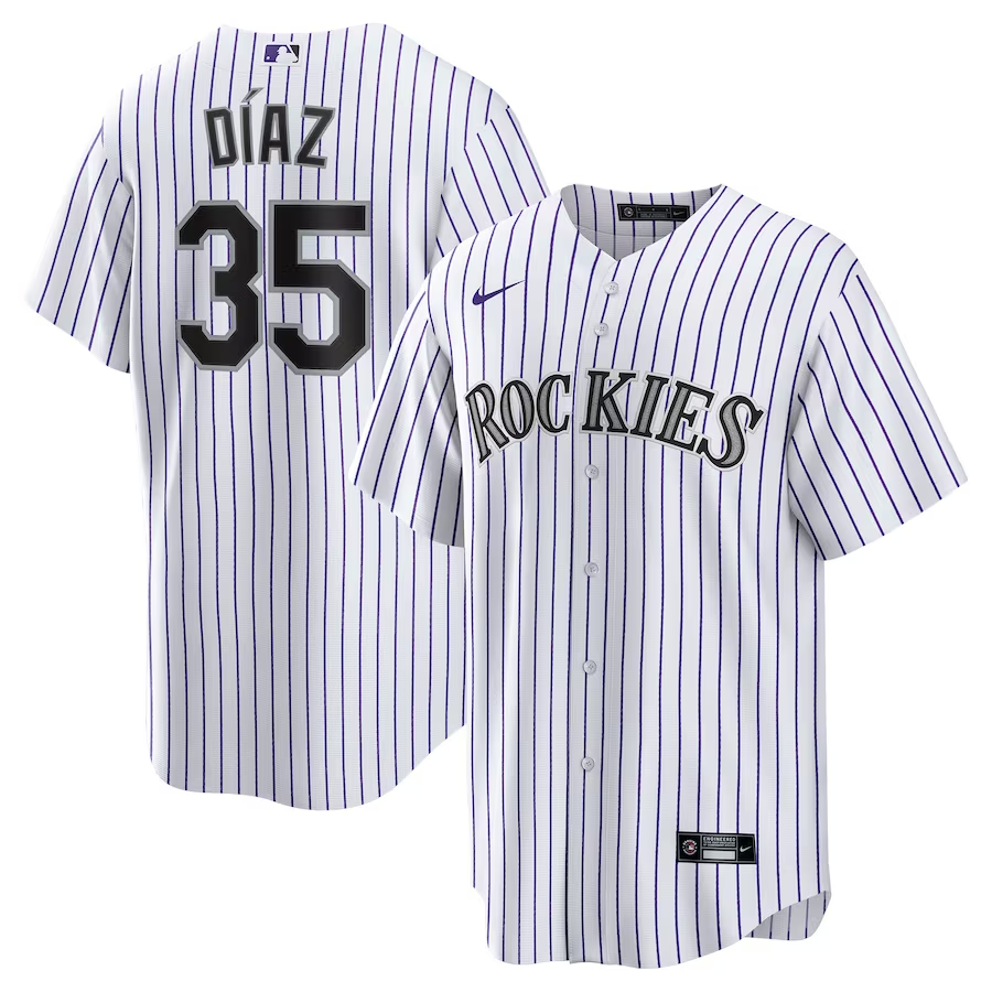 Men’s Colorado Rockies Elias Diaz #35 White Home Jersey
