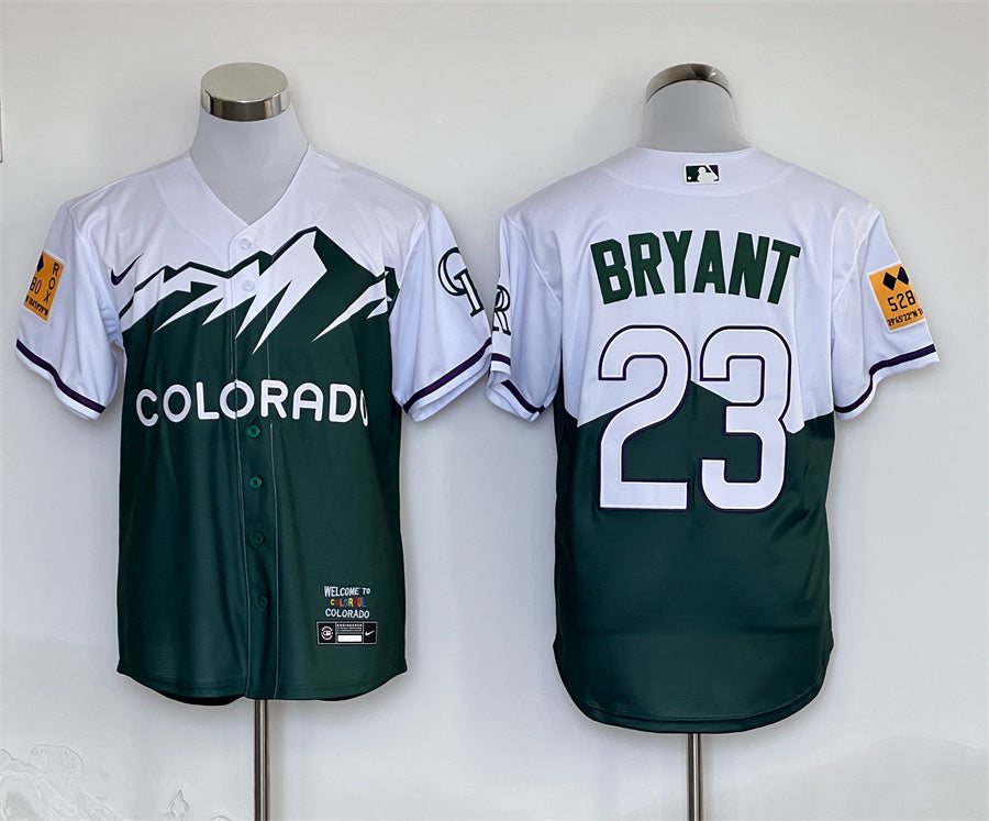 Men’s Colorado Rockies Kris Bryant #23 Green City Connect Jersey