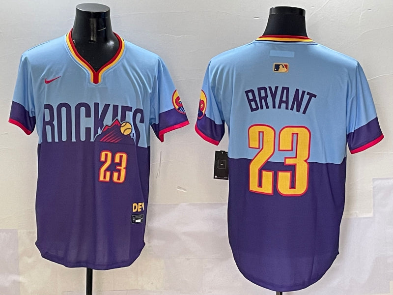 Men’s Colorado Rockies Kris Bryant #23 Purple/Light Blue 2025 City Connect Limited Jersey
