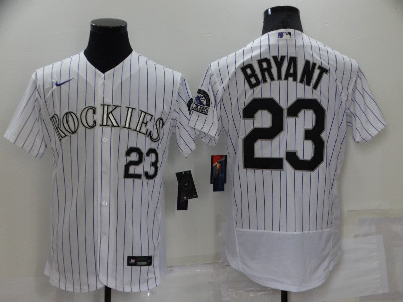 Men’s Colorado Rockies Kris Bryant #23 White Baseball Jersey