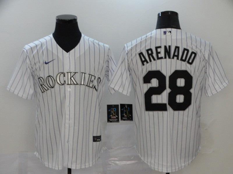 Men’s Colorado Rockies Nolan Arenado #28 White Baseball Jersey
