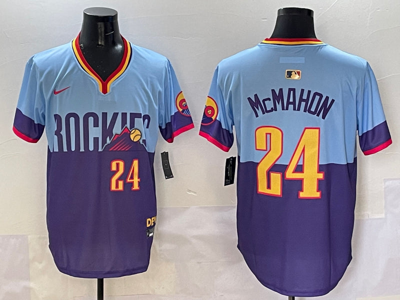 Men’s Colorado Rockies Ryan McMahon #24 Purple/Light Blue 2025 City Connect Limited Jersey