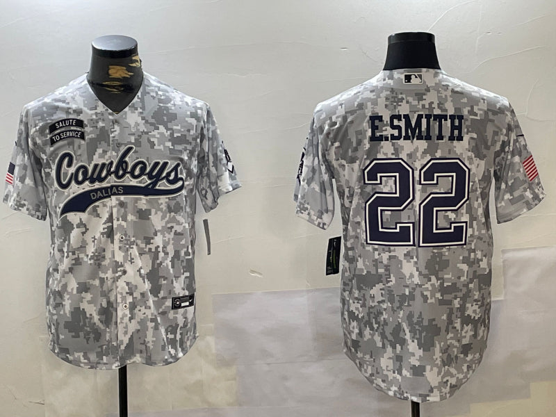 Men’s Dallas Cowboys Emmitt Smith #22 Arctic Camo 2024 Salute to Service Jersey