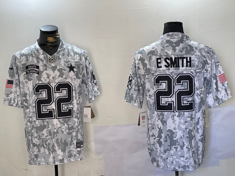 Men’s Dallas Cowboys Emmitt Smith #22 Arctic Camo 2024 Salute to Service Retired Limited Jersey