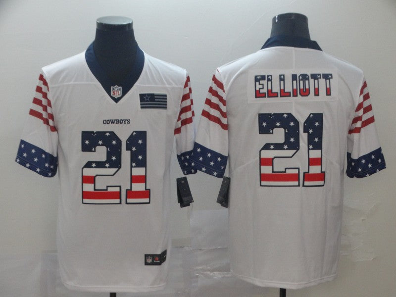 Men’s Dallas Cowboys Ezekiel Elliott #21 White Authentic Jersey