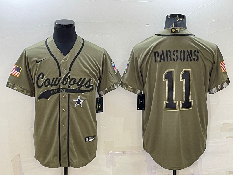 Men’s Dallas Cowboys Micah Parsons #11 Olive 2022 Salute To Service Limited Jersey Joint Edition