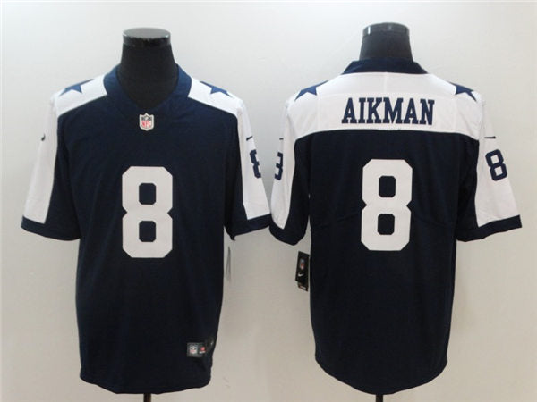 Men’s Dallas Cowboys Retired Player #8 Troy Aikman Nike Navy Alternate Vapor Limited Jersey