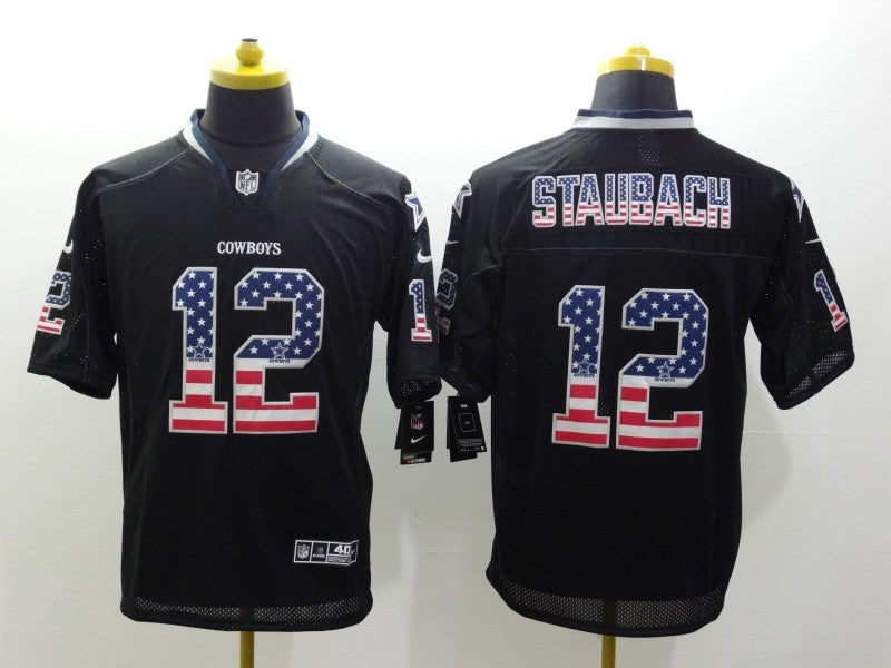 Men’s Dallas Cowboys Roger Staubach #12 Black Jersey