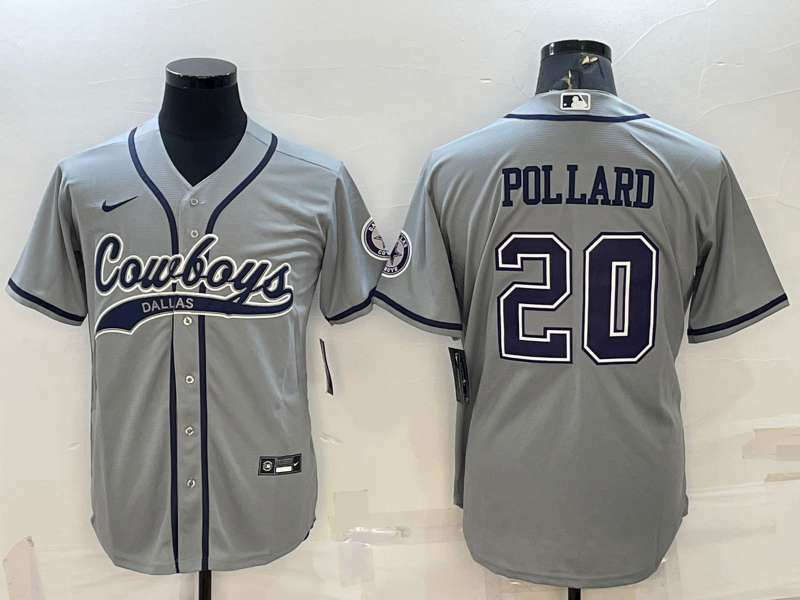 Men’s Dallas Cowboys Tony Pollard #20 Gray Jersey Joint Edition