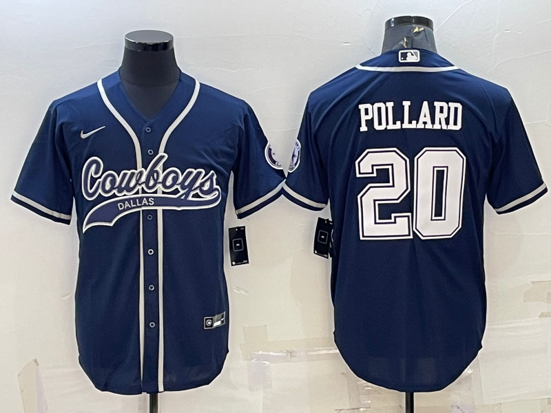 Men’s Dallas Cowboys Tony Pollard #20 Navy Jersey Joint Edition