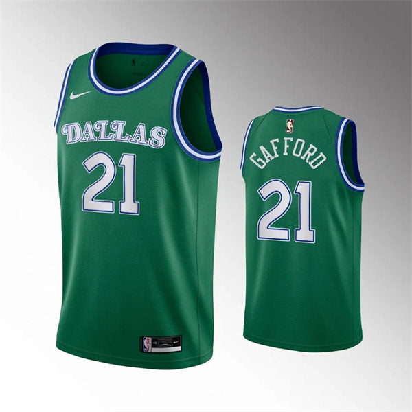 Mens Dallas Mavericks #21 Daniel Gafford Nike Green Classic Edition Jersey