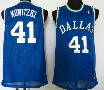 Men’s Dallas Mavericks #41 Dirk Nowitzki Blue Throwback Swingman Jersey