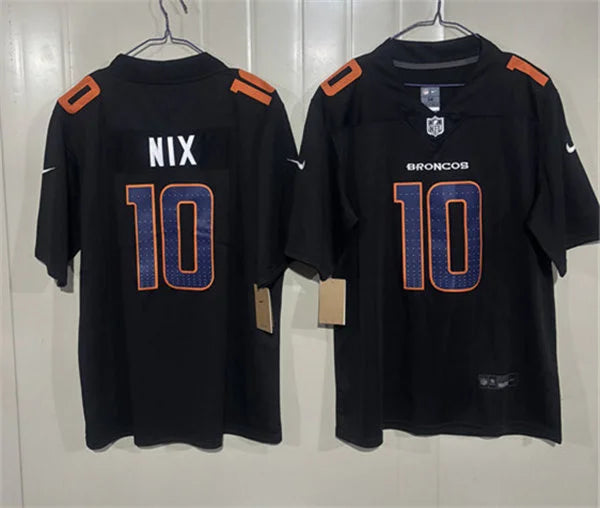 Mens Denver Broncos #10 Bo Nix Nike Carbon Black Fashion Game Jersey