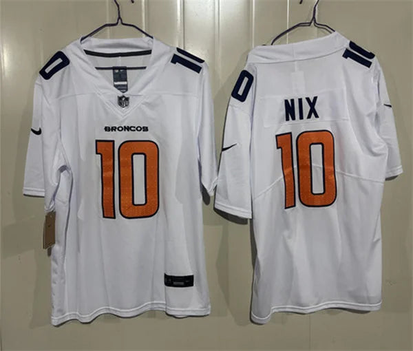 Mens Denver Broncos #10 Bo Nix Nike Tundra White Fashion Game Jersey