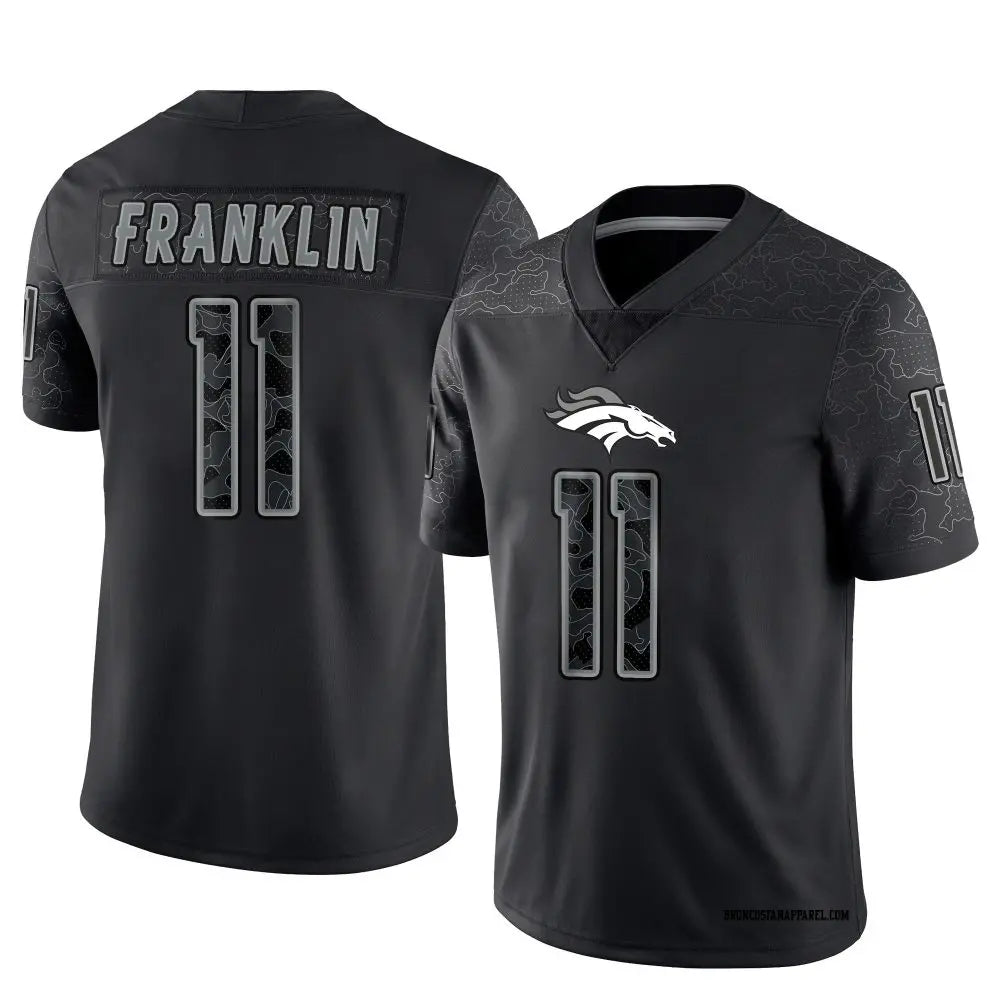 Mens Denver Broncos #11 Troy Franklin Black Rflctv Limited Jersey