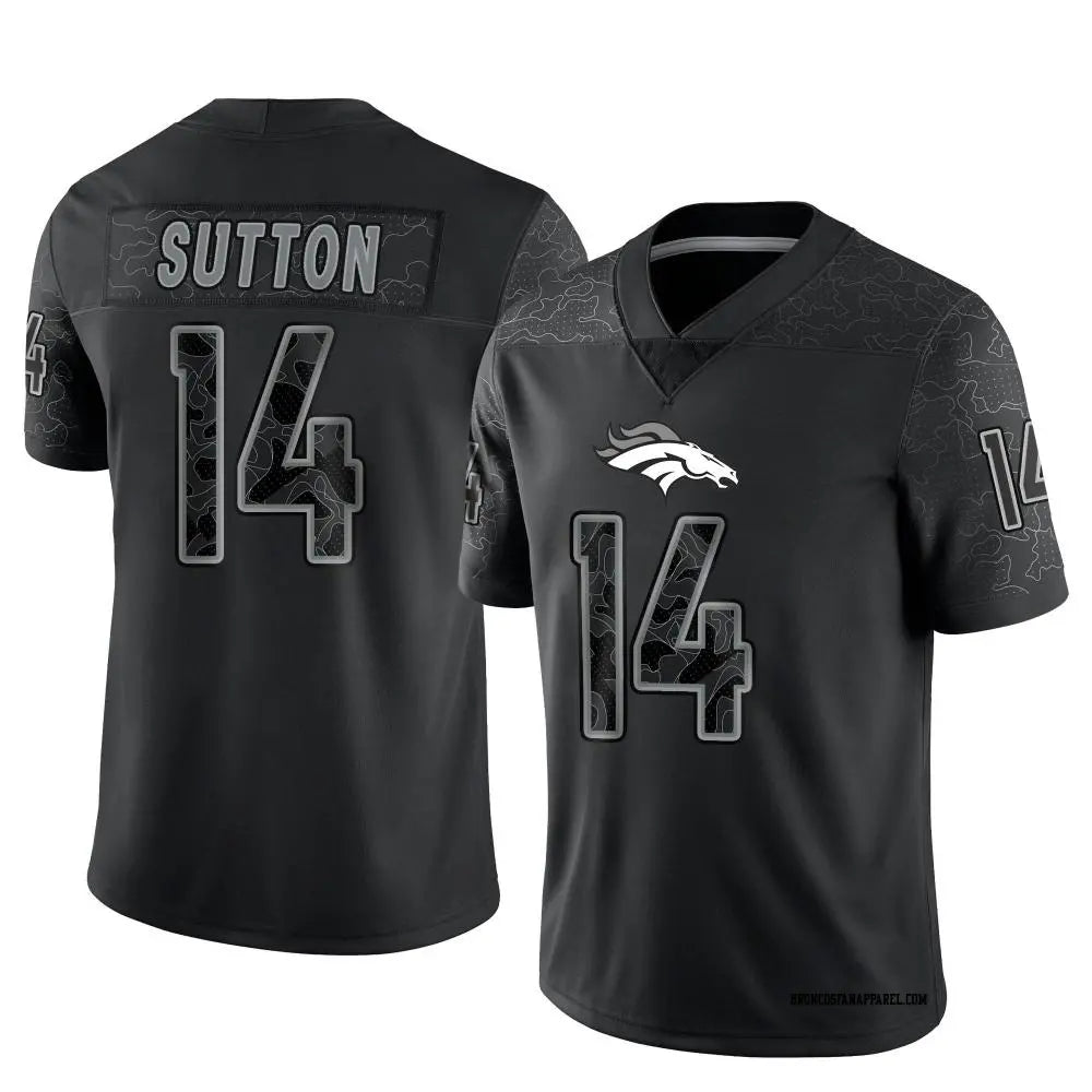Mens Denver Broncos #14 Courtland Sutton Black Rflctv Limited Jersey