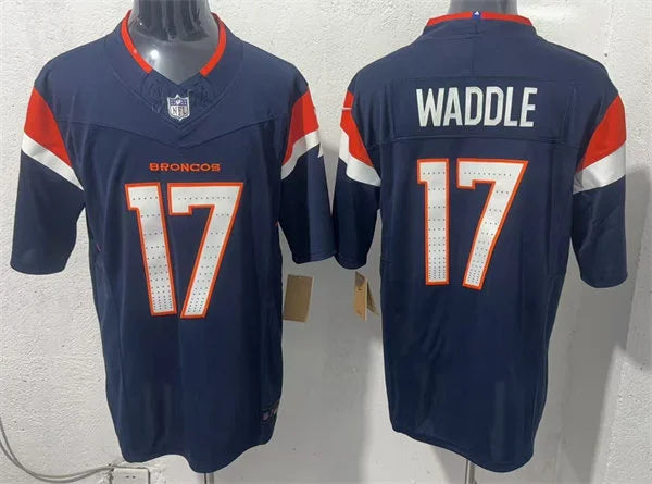 Mens Denver Broncos #17 Jaylen Waddle Nike Navy Alternate Vapor F.U.S.E. Limited Jersey