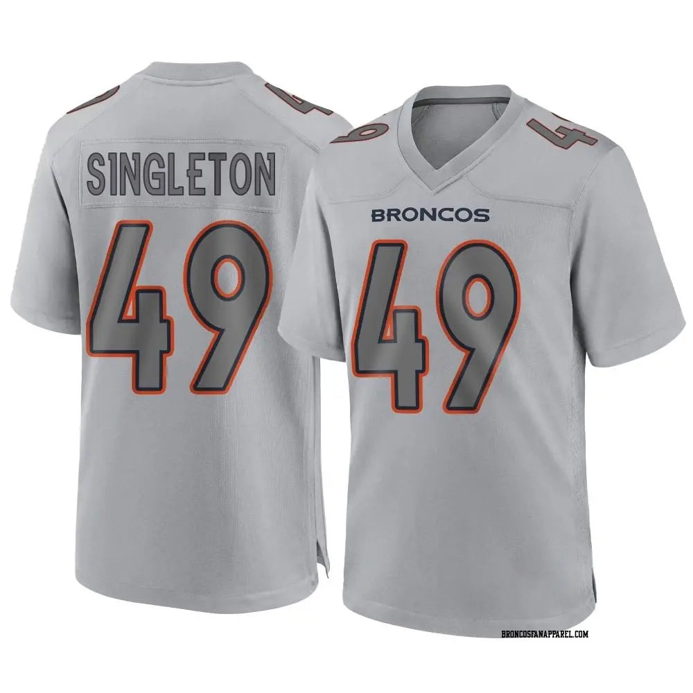 Mens Denver Broncos #49 Alex Singleton Gray Atmosphere Fashion Game Jersey