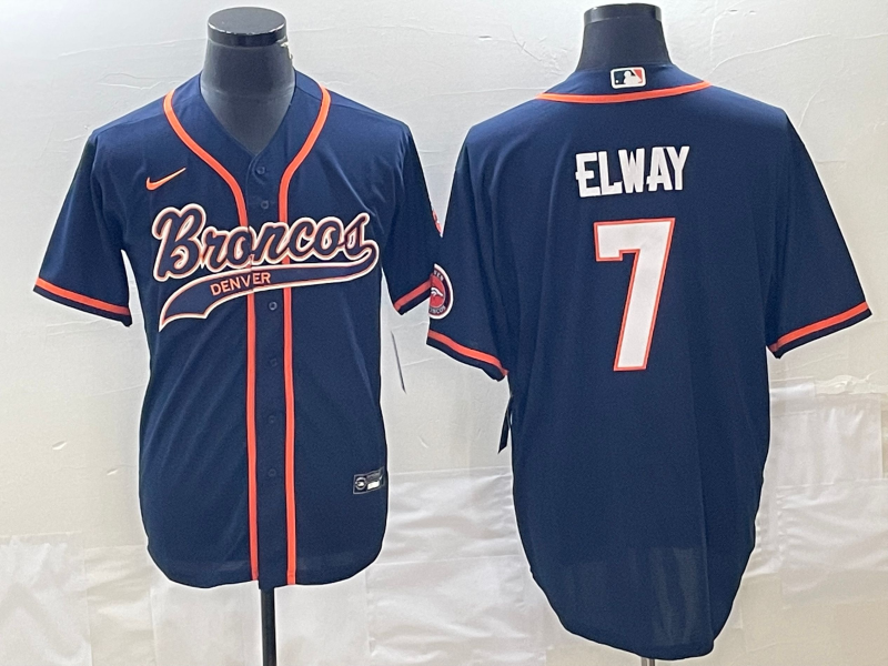Men’s Denver Broncos John Elway #7 Navy Jersey Joint Edition