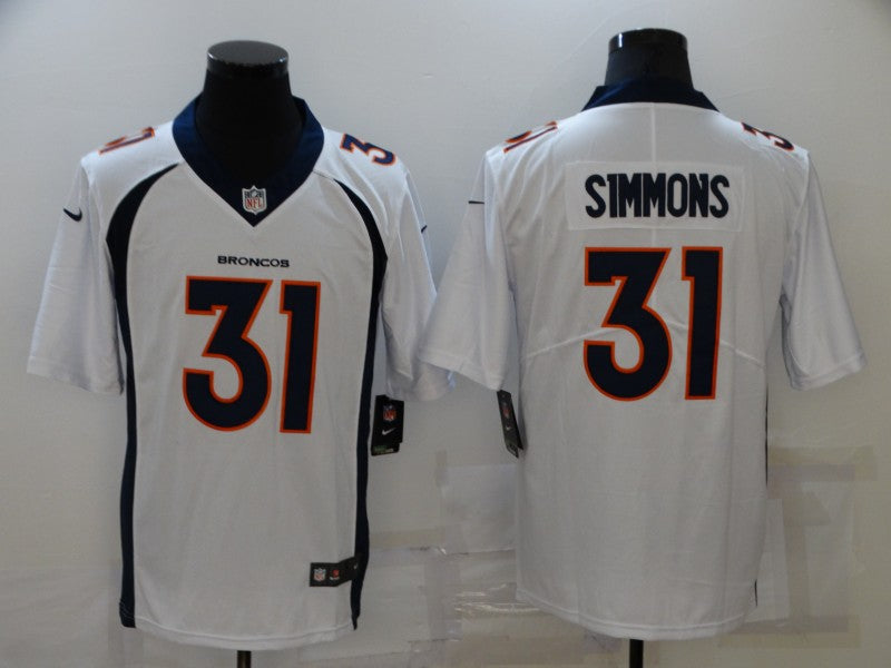Men’s Denver Broncos Justin Simmons #31 White Jersey