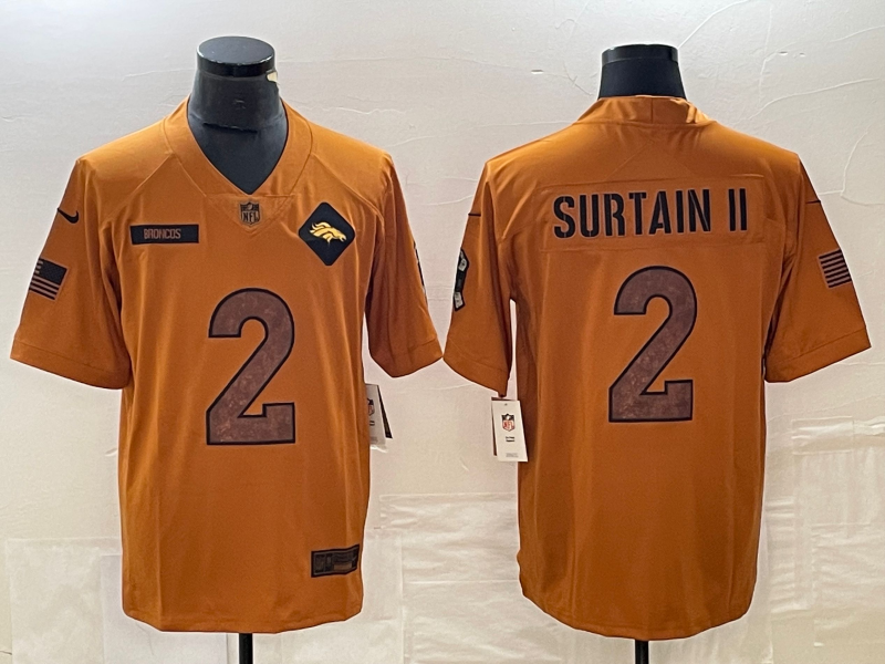 Men’s Denver Broncos Patrick Surtain II #2 Brown 2023 Salute To Service Limited Jersey