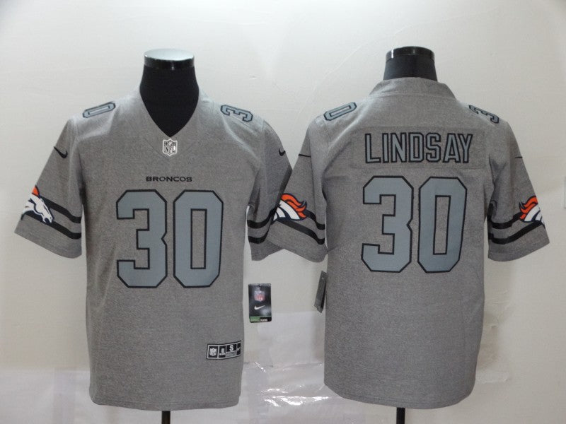 Men’s Denver Broncos Phillip Lindsay #30 Gray Jersey